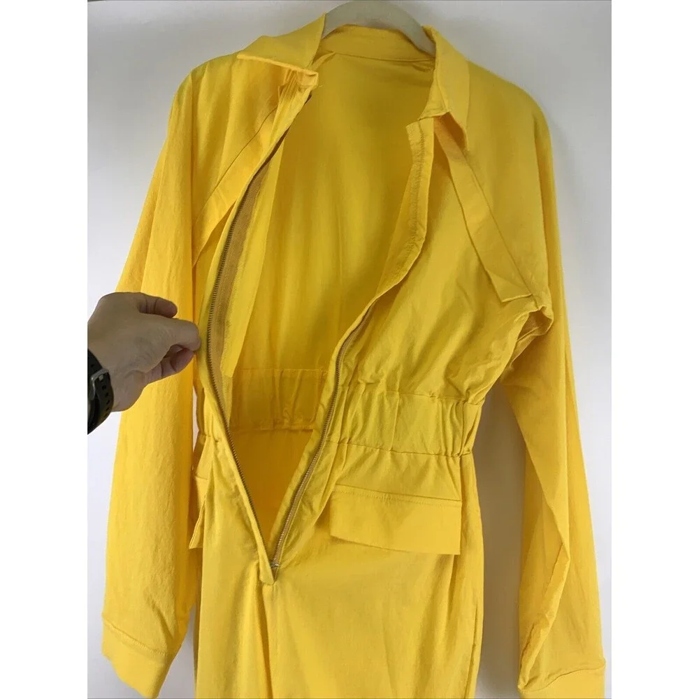 April O’Neil TMNT Costume Yellow Jumpsuit Zip Long Sleeve Stretch Womens Small - Picture 6 of 11
